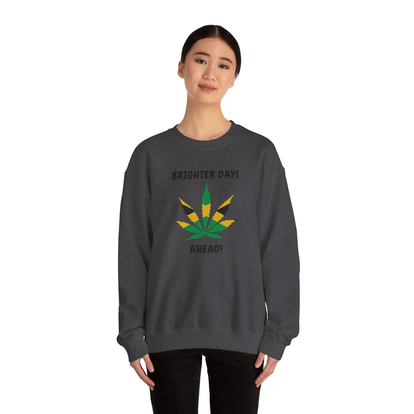 Brighter Days Ahead Jamaica Herbal Leaf Graphic Crewneck Sweatshirt