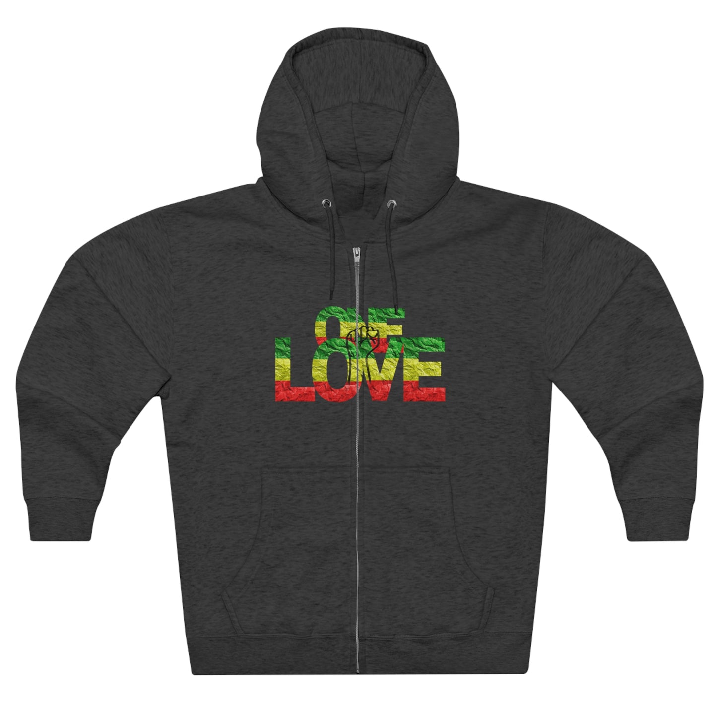 ONE LOVE POWER STATEMENT ZIP FRONT HOODIE GIFT FOR REGGAE LOVERS