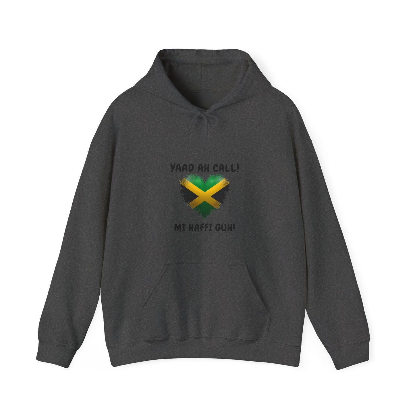 Yaad Ah Call! Mi Haffi Guh! Jamaican Heart Flag Pullover Hoodie
