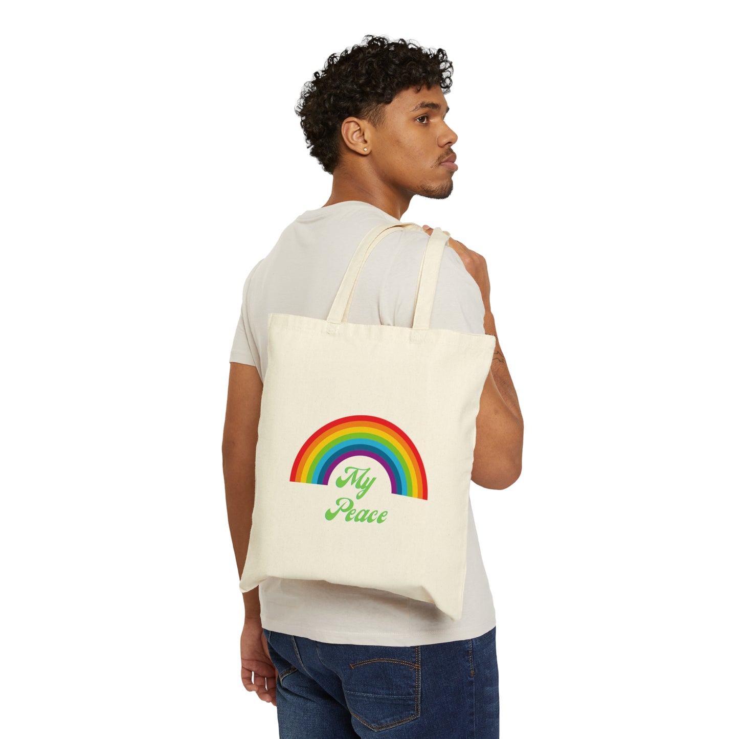 Rainbow Design Cotton Canvas Tote Bag