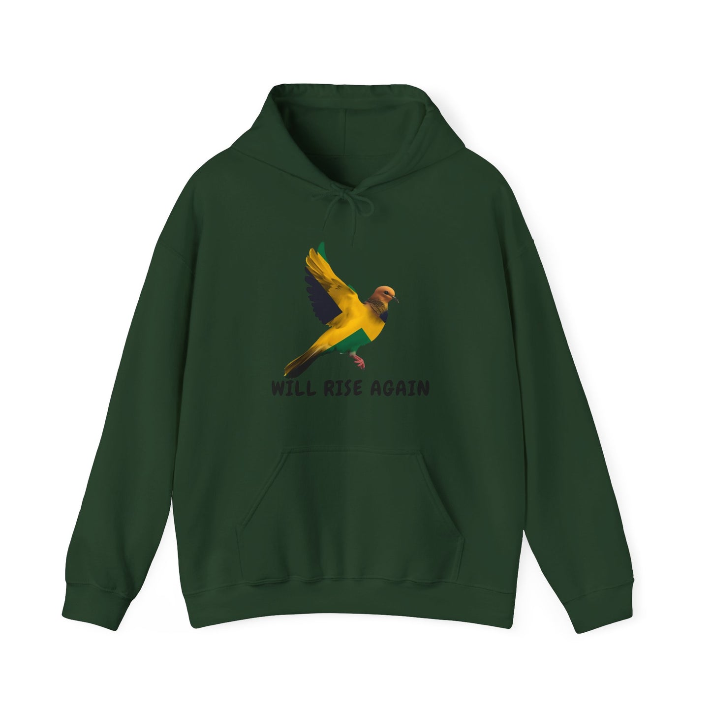Will Rise Again Hoodie — Jamaican color Bird Graphic Hooded Sweatshirt
