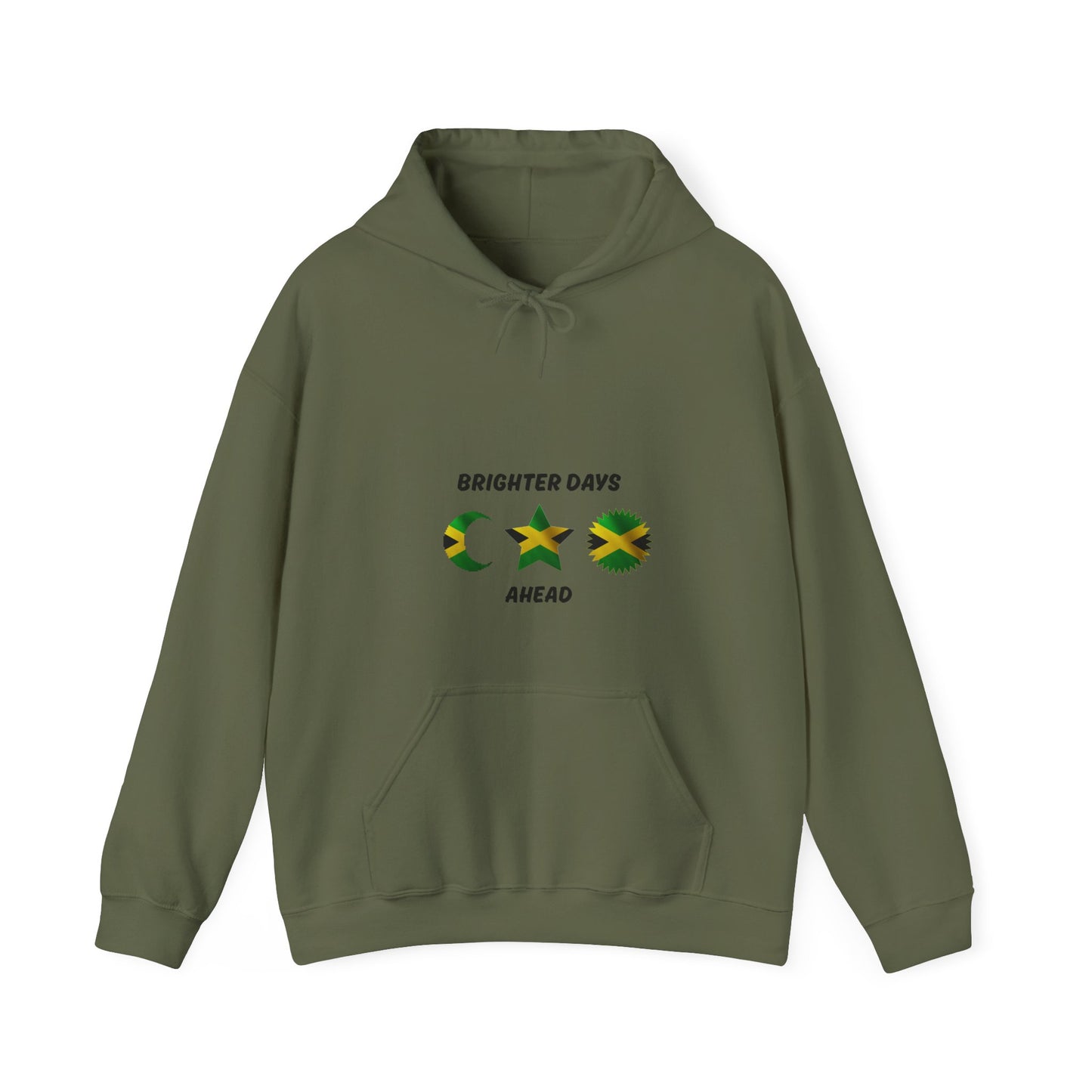 Brighter Days Ahead Hoodie — Jamaican Flag Sun Moon Star Design
