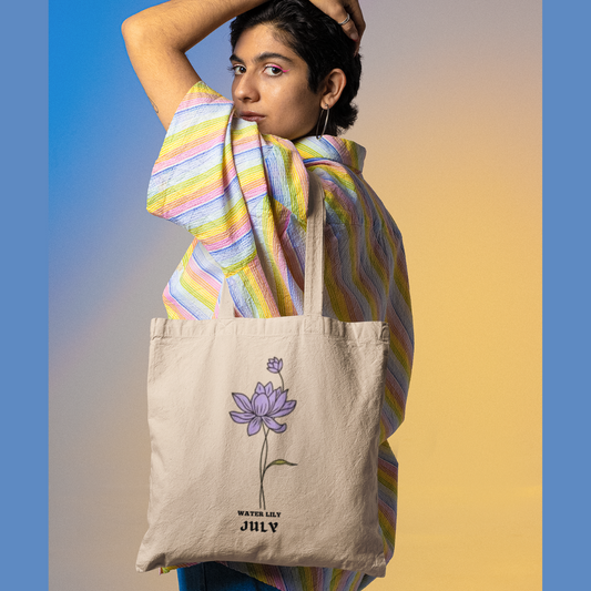 JULY BIRTH MONTH FLOWER TOTE BAG GIFT (WATER LILY)