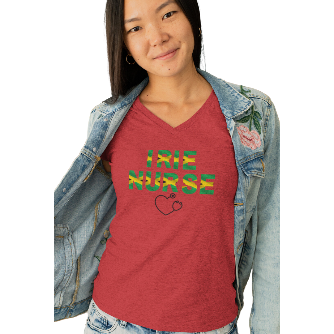 JAMAICAN NURSE V NECK T SHIRT GIFT