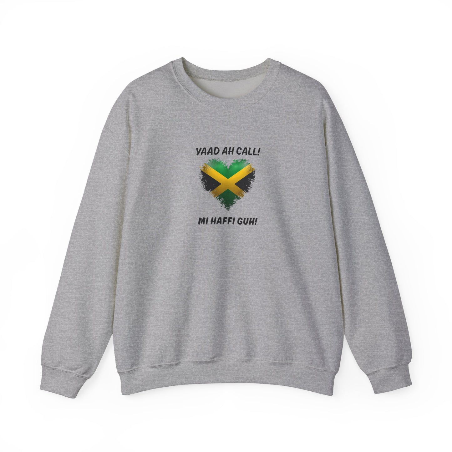 Jamaican Pride Heart Crewneck Sweatshirt – "Yaad Ah Call! Mi Haffi Guh!"