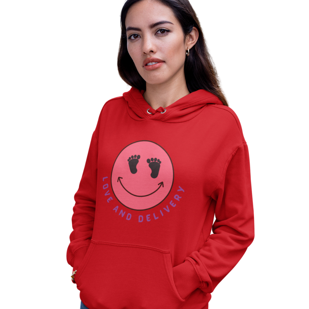 LOVE AND DELIVERY HOODED SWEATSHIRT GIFT FOR LABOR AND DELIVERY NURSES