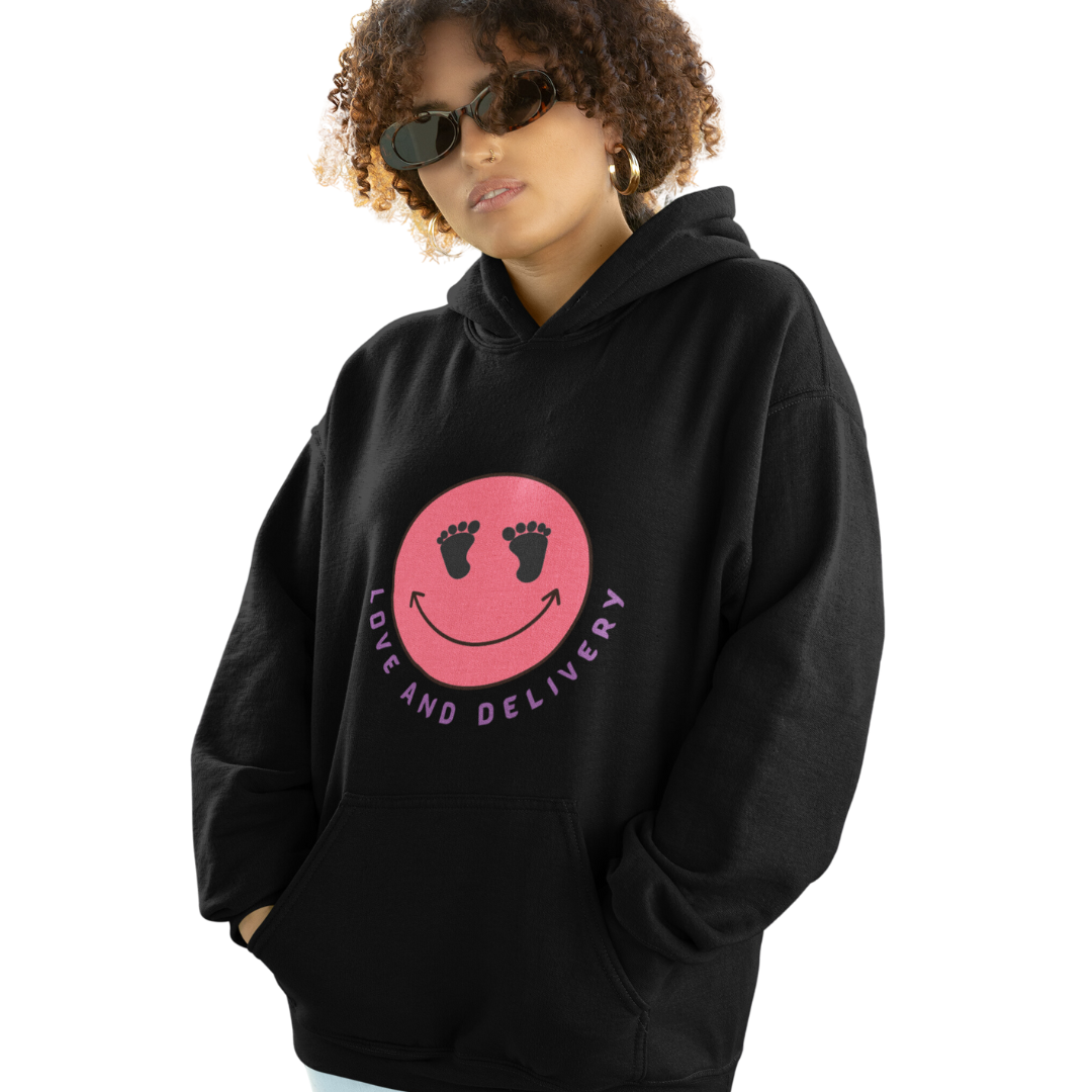 LOVE AND DELIVERY HOODED SWEATSHIRT GIFT FOR LABOR AND DELIVERY NURSES