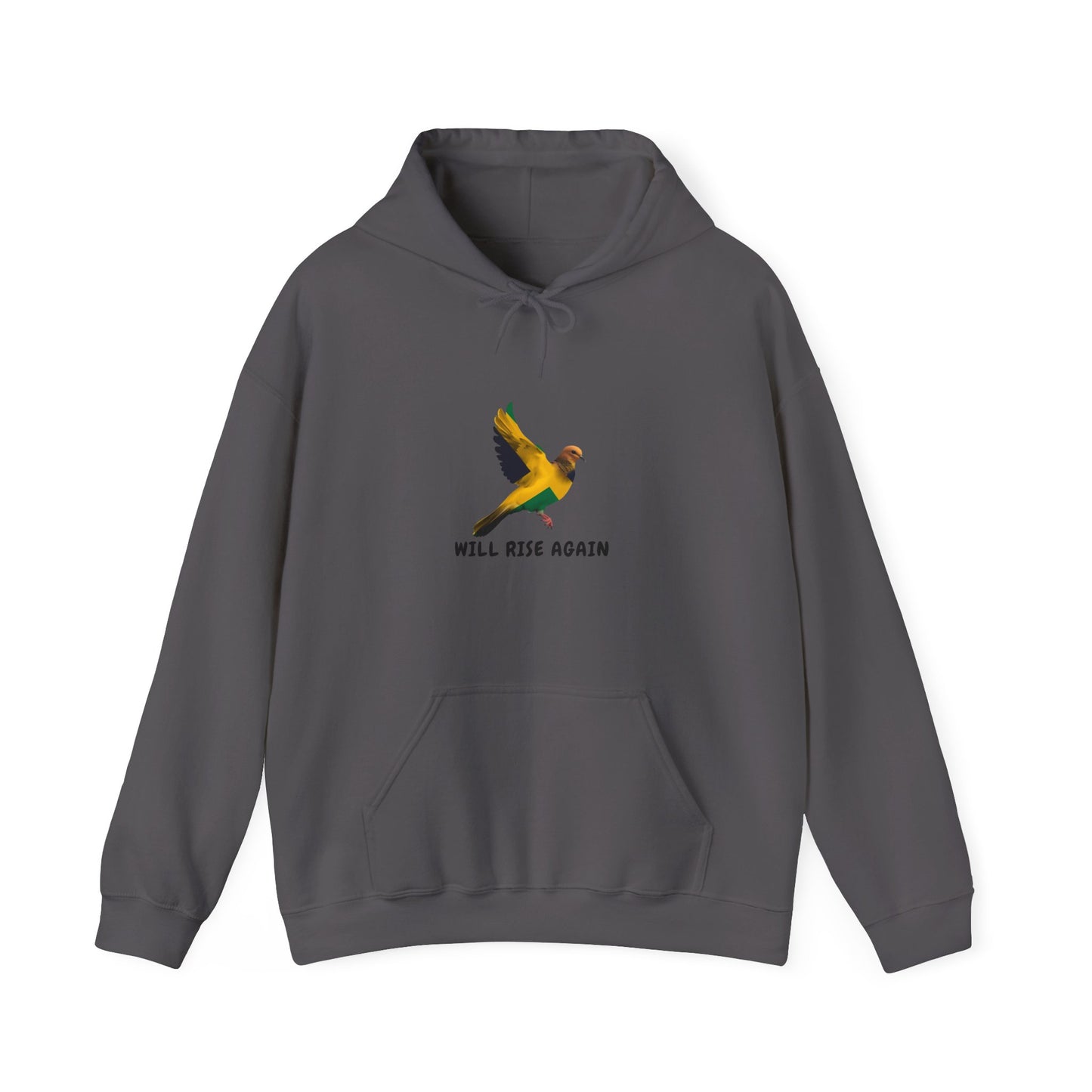Will Rise Again Hoodie — Jamaican color Bird Graphic Hooded Sweatshirt