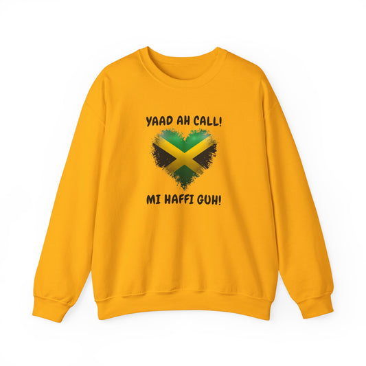 Jamaican Heart Sweatshirt – “Yaad Ah Call! Mi Haffi Guh!” Crewneck