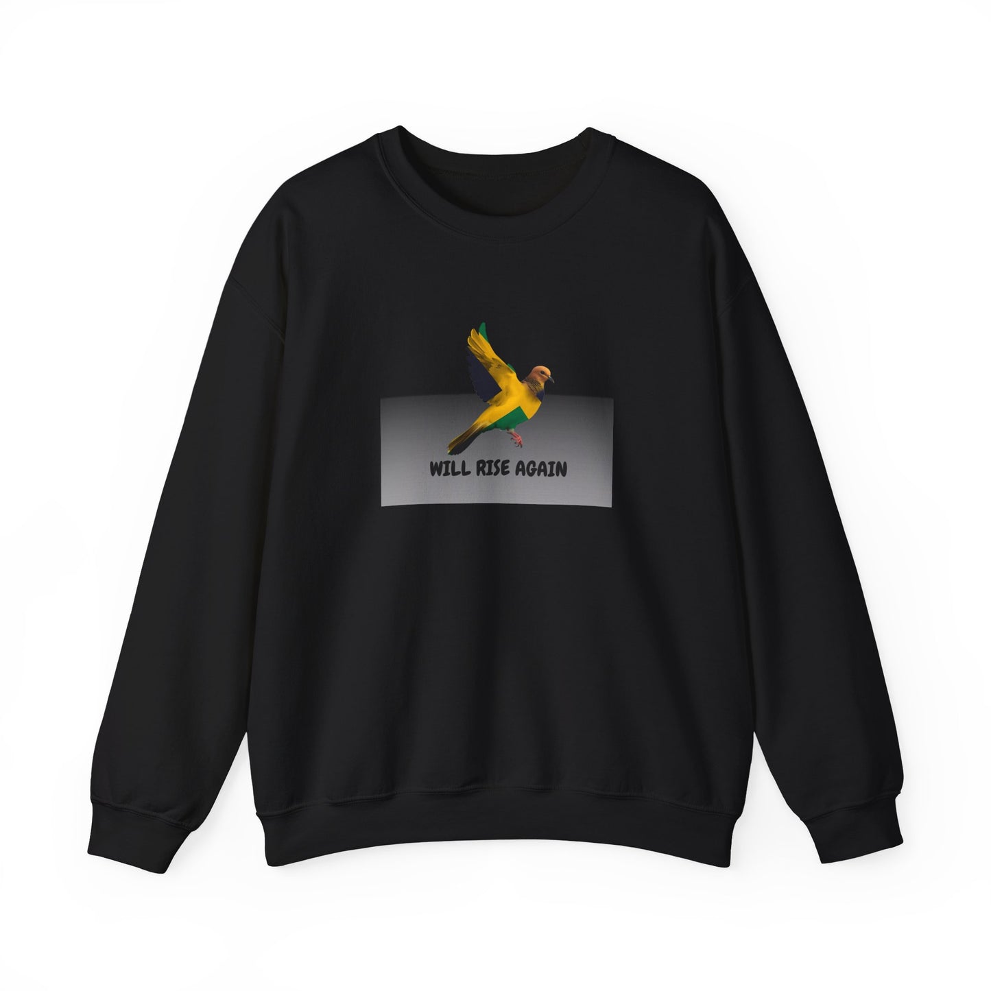 Jamaican Color Bird Sweatshirt with "Will Rise Again" Motivational Design