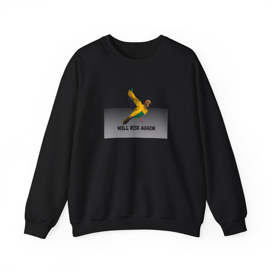 Jamaican Color Bird Sweatshirt with "Will Rise Again" Motivational Design