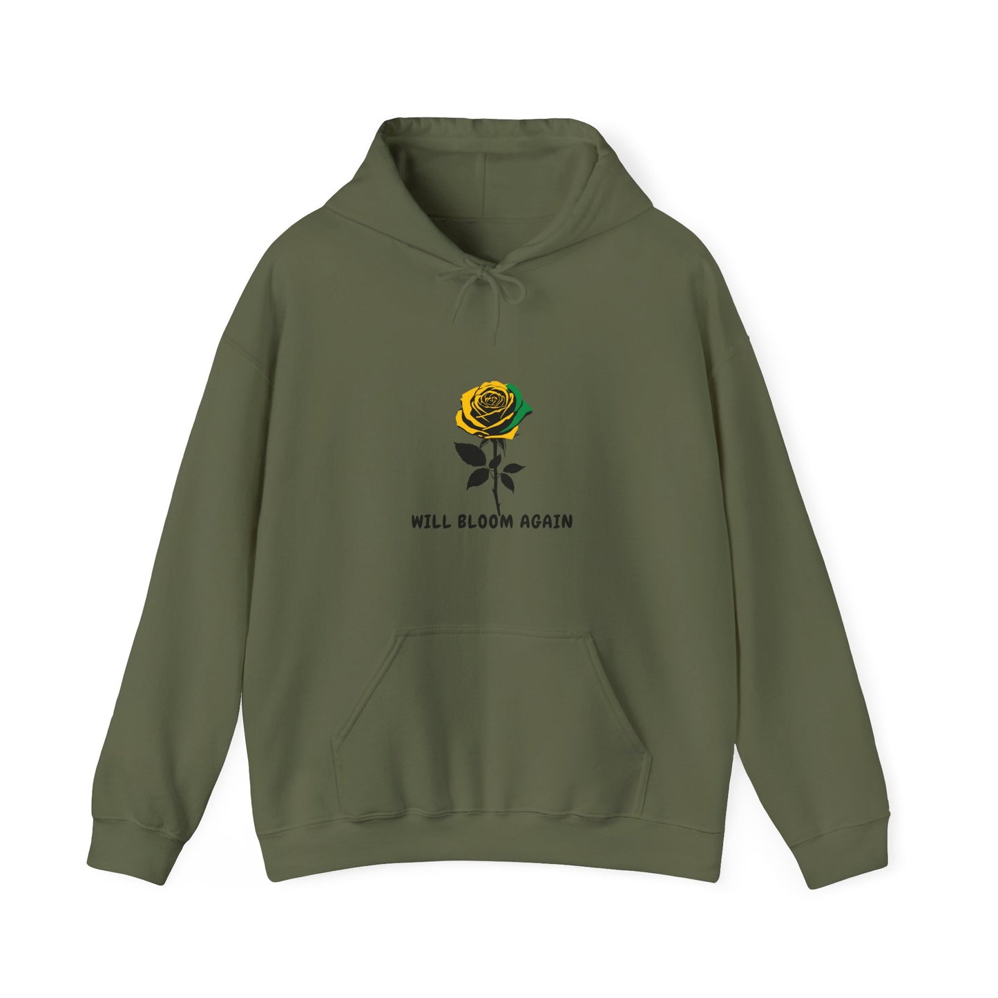 Green Black &  Gold Rose Graphic Hoodie Jamaica Aid