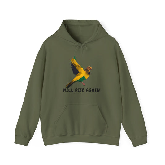 Will Rise Again Hoodie — Jamaican color Bird Graphic Hooded Sweatshirt