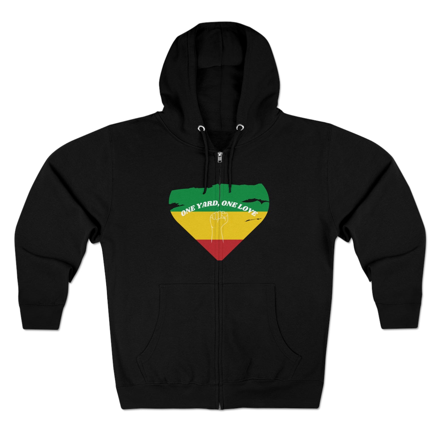 ONE YARD ONE LOVE ZIP FRONT HOODIE