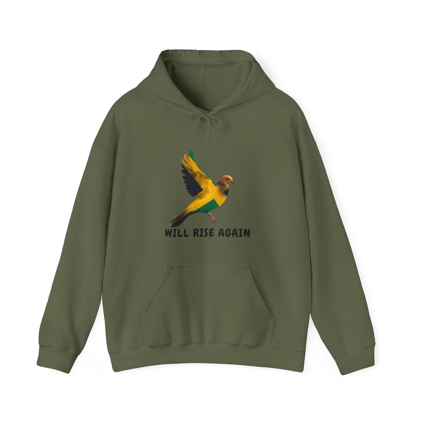 Will Rise Again Jamaica Bird Inspirational Hooded Pullover