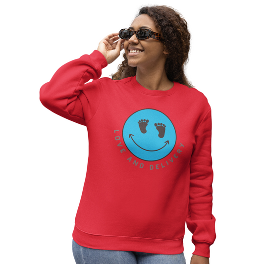 UNISEX  LOVE AND DELIVERY CREWNECK SWEATSHIRT GIFT FOR L AND D NURSES