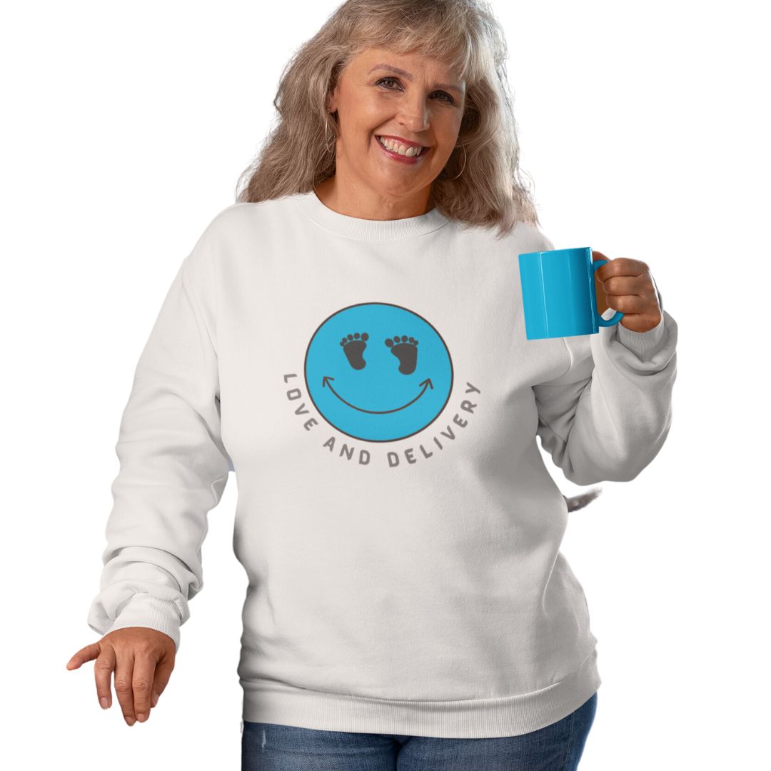 UNISEX  LOVE AND DELIVERY CREWNECK SWEATSHIRT GIFT FOR L AND D NURSES