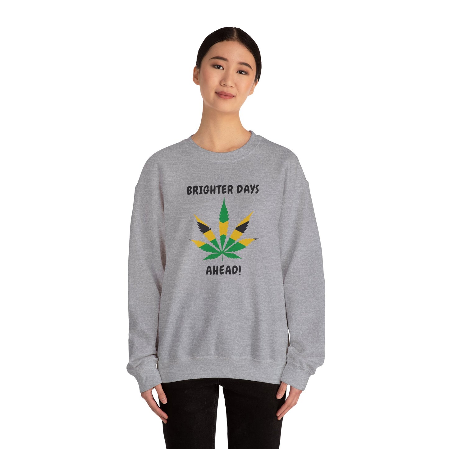 Brighter Days Ahead Jamaica Herbal Leaf Graphic Crewneck Sweatshirt