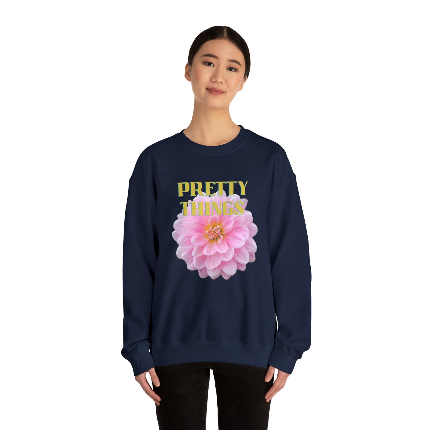 Pretty Things Pink Flower Crewneck Sweathirt Gift