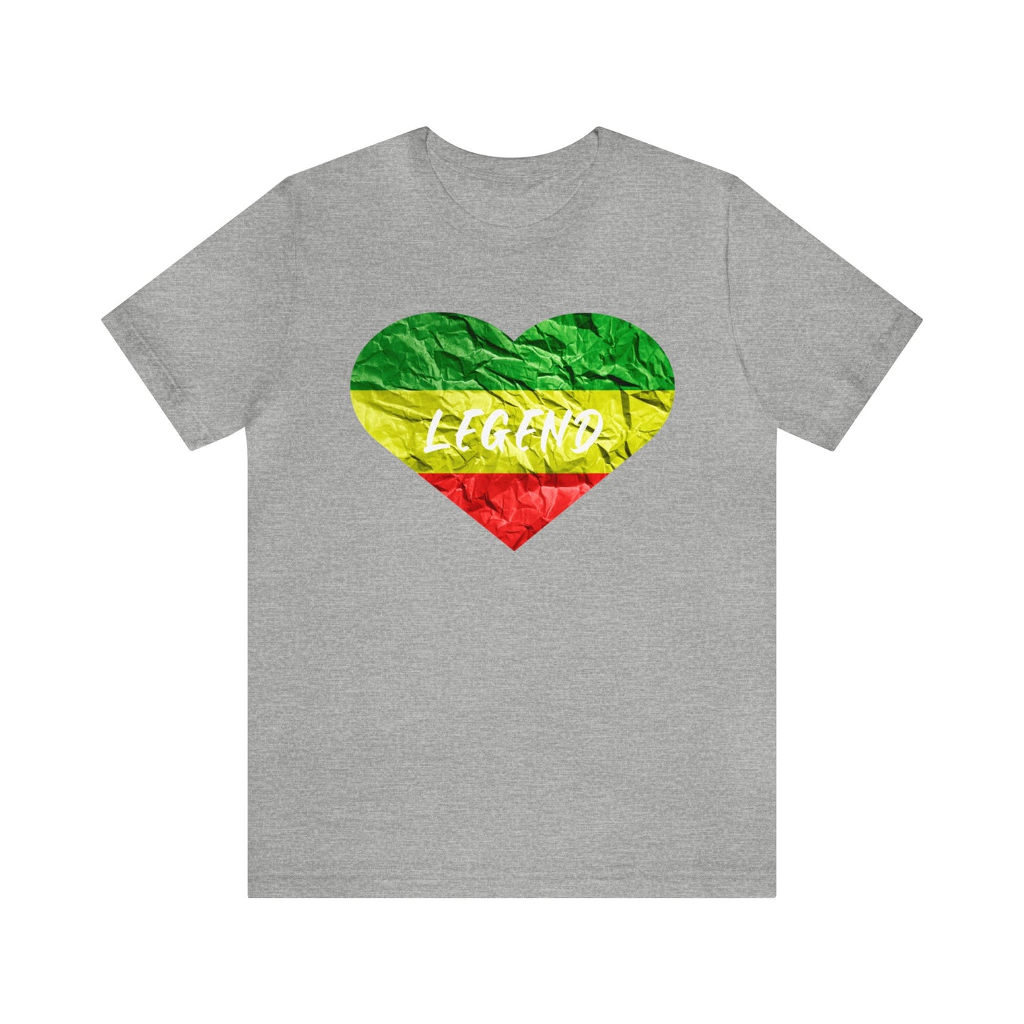 LEGEND RED GREEN AND GOLD HEART DESIGN CREWNECK T SHIRT