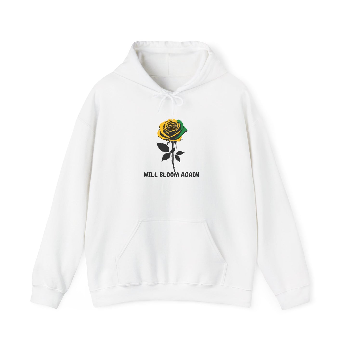 Will Bloom Again Jamaican Color Rose Hoodie — Inspirational Flower Comfort Pullover