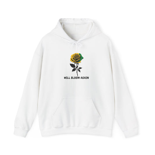 Will Bloom Again Jamaican Color Rose Hoodie — Inspirational Flower Comfort Pullover