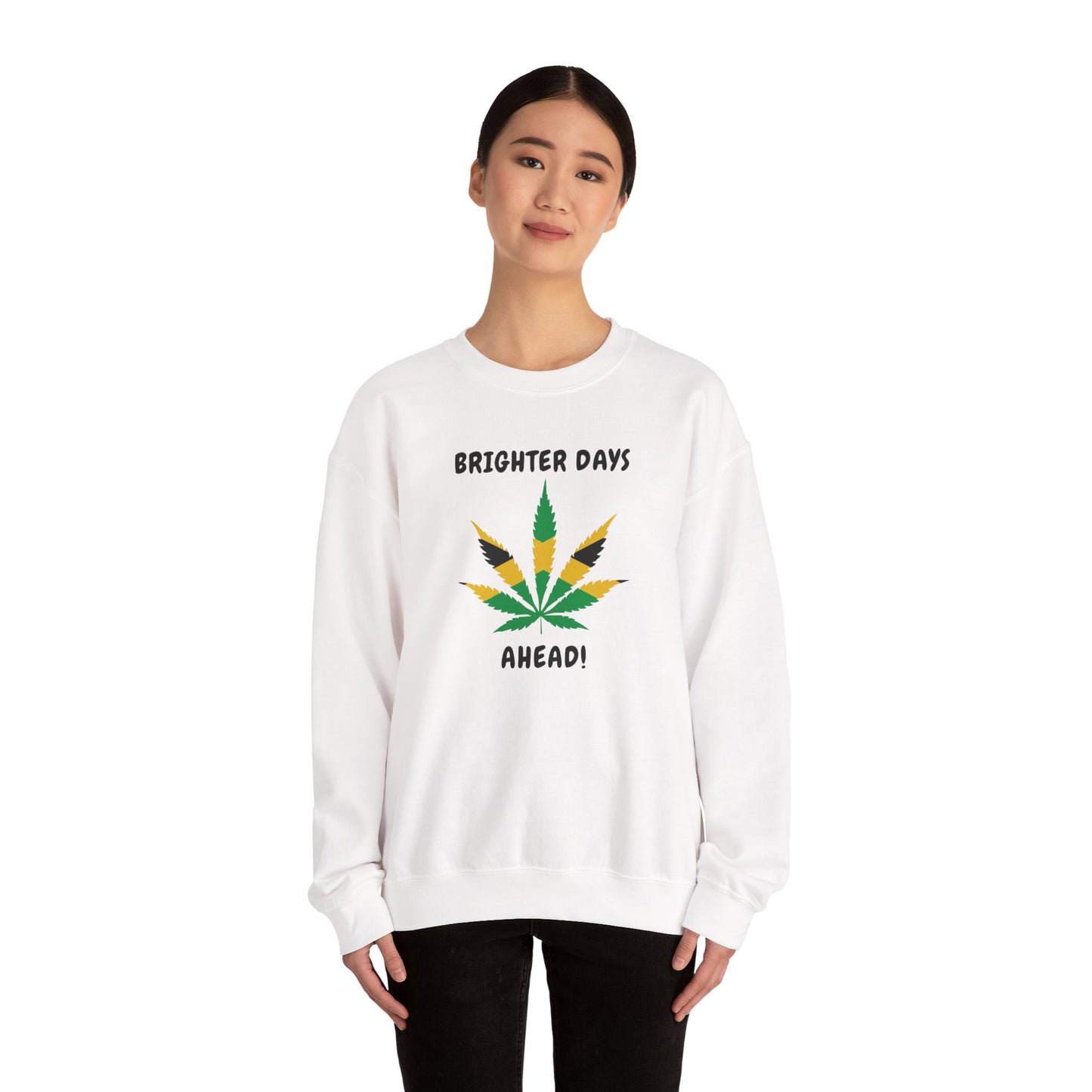 Brighter Days Ahead Jamaica Herbal Leaf Graphic Crewneck Sweatshirt