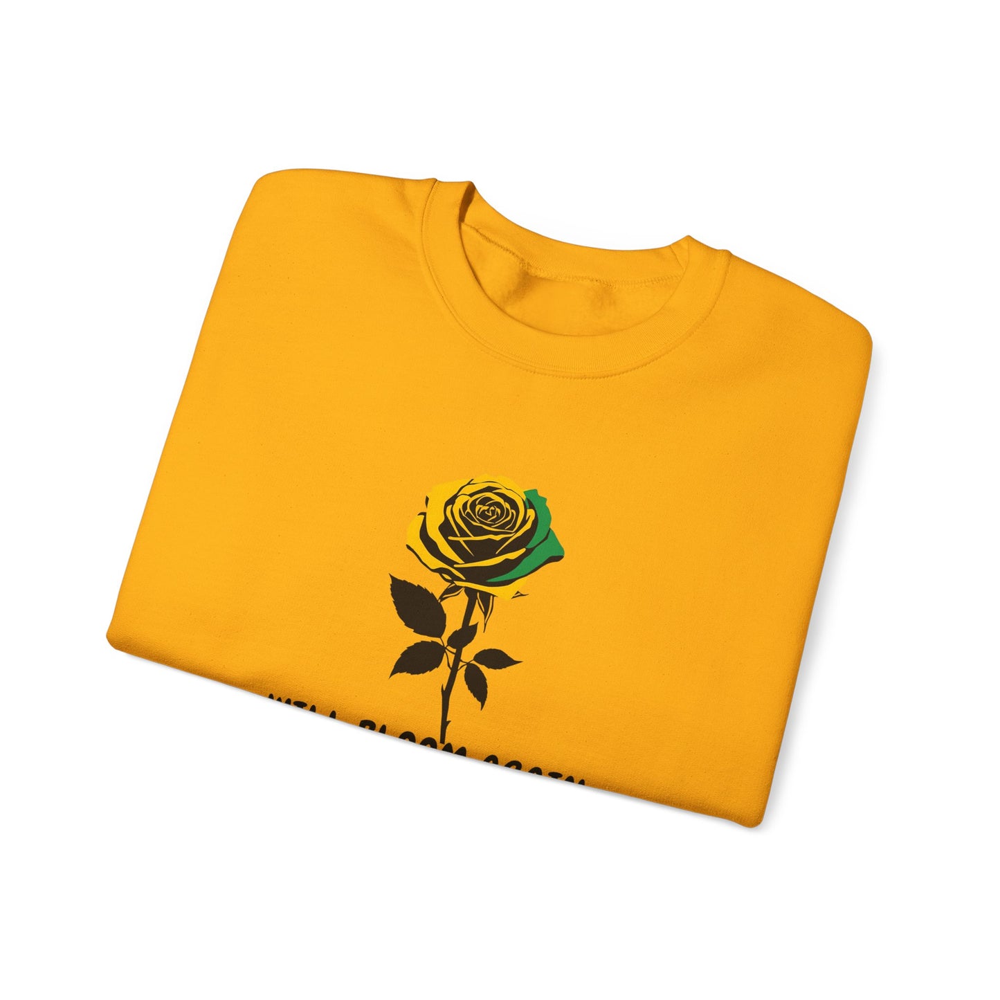 Jamaican Vibe Crewneck Sweatshirt — "Will Bloom Again" Rose Inspirational Pullover