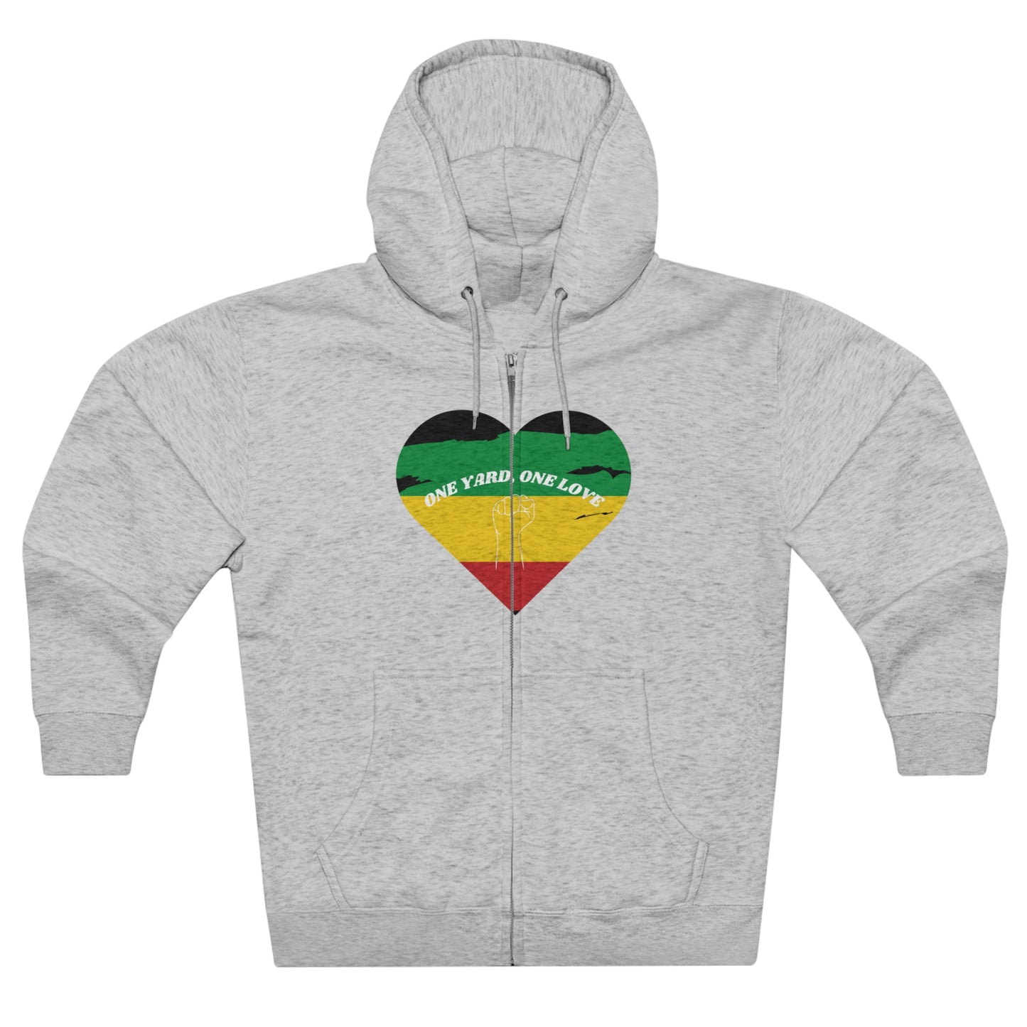 ONE YARD ONE LOVE ZIP FRONT HOODIE