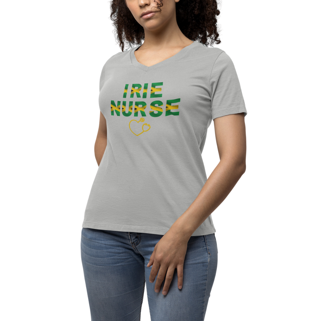 UNISEX V NECK T SHIRT GIFT FOR JAMAICAN NURSE