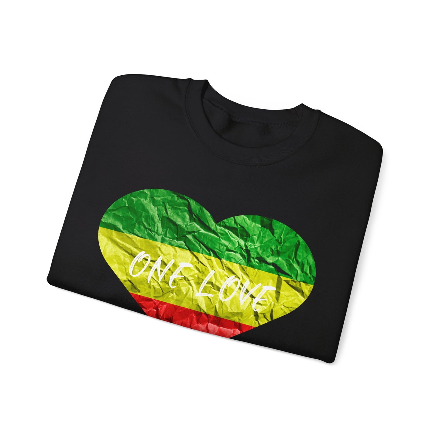 ONE LOVE RASTAH COLOR HEART DESIGN GRAPHIC SWEATSHIRT