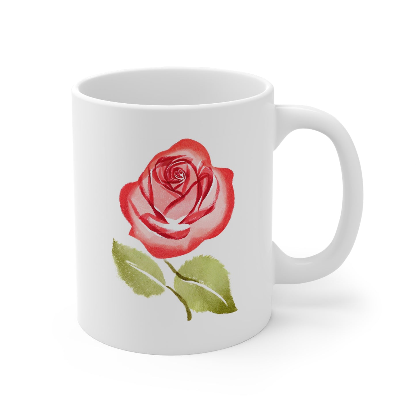 PAINTED ROSE WHITE COFFEE MUG GIFT