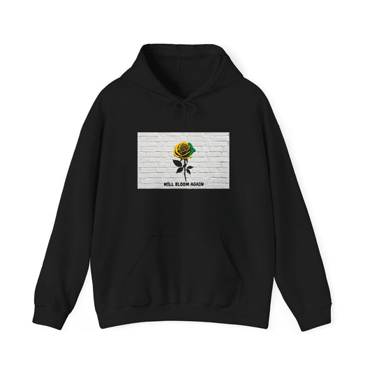 'Will Bloom Again'  Jamaica Theme Rose Graphic Hoodie