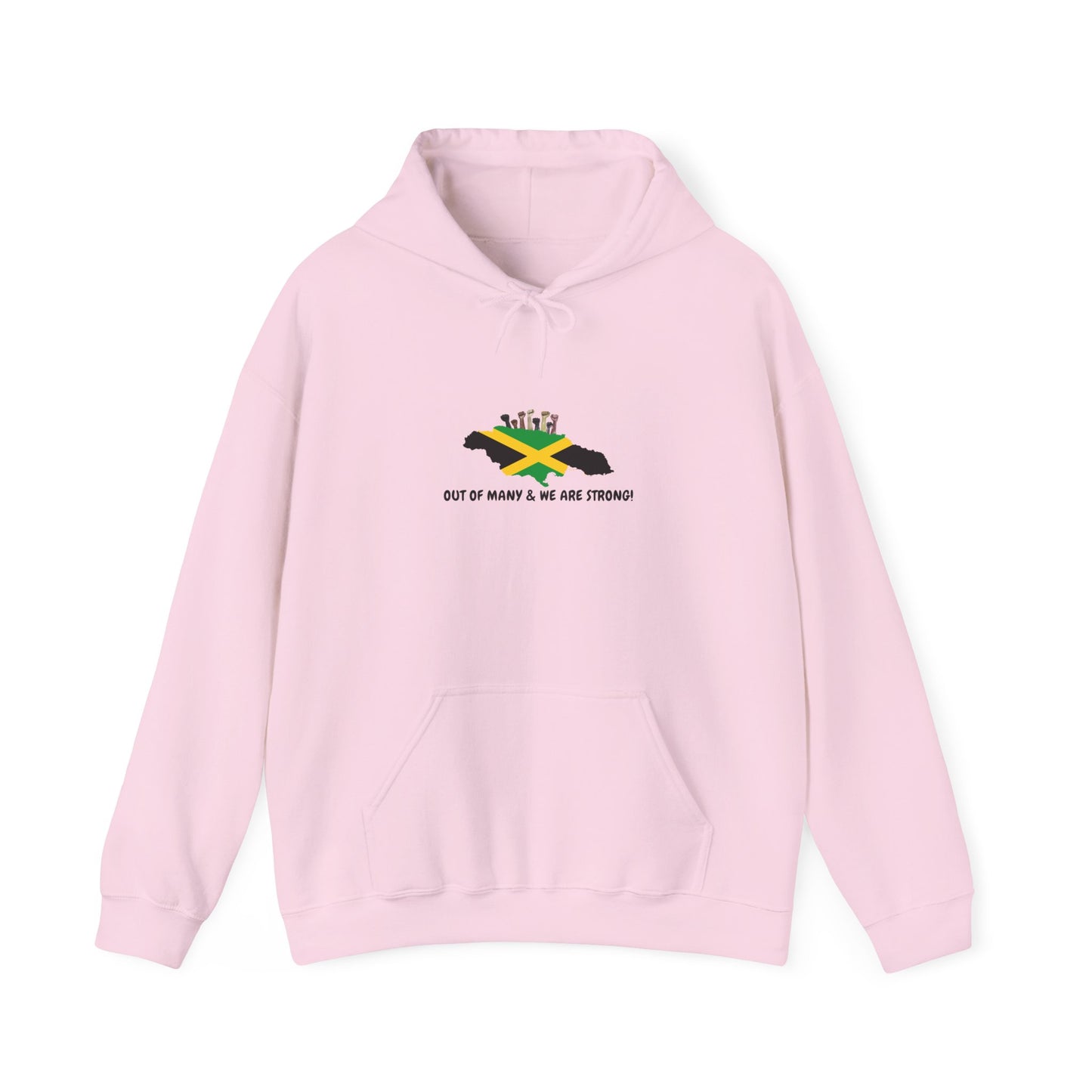 Jamaica Flag Hoodie — "Out of Many, We Are Strong" Unisex Hoodie