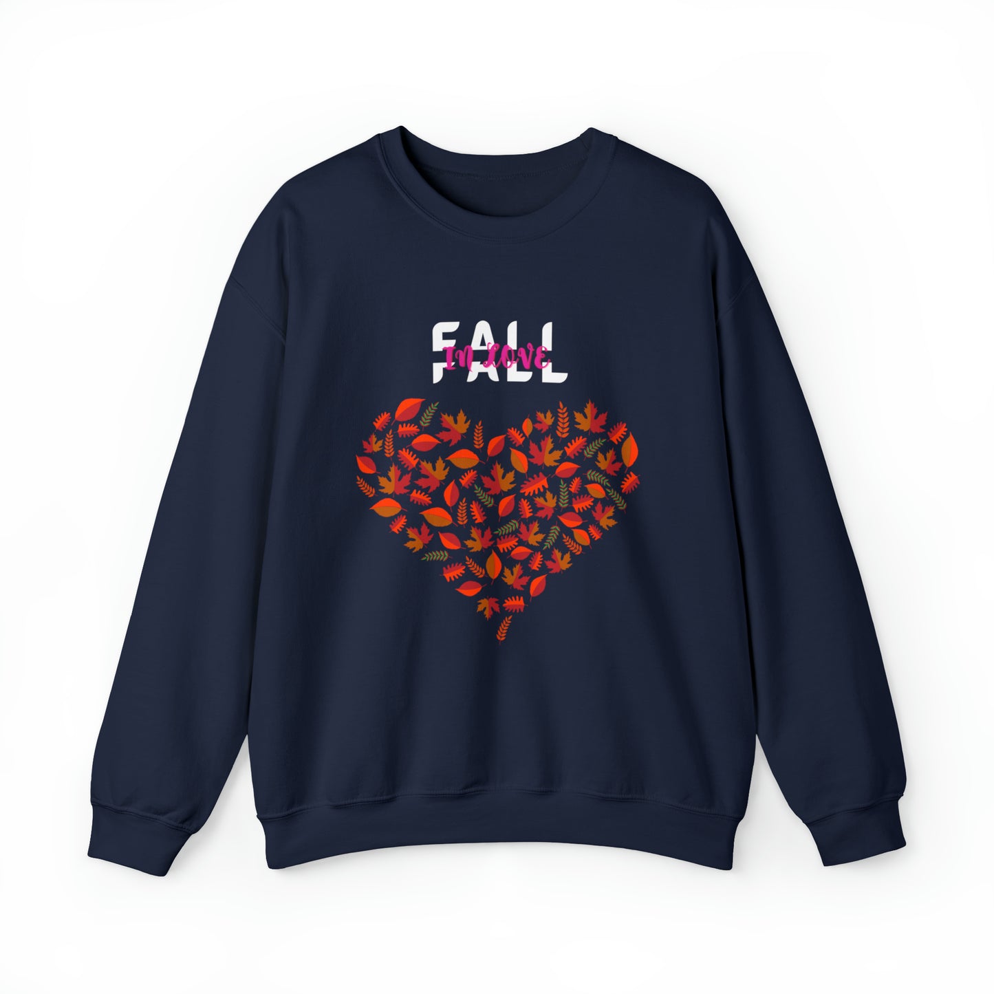 FALL IN LOVE UNISEX LEAFFY HEART FALL SWEATSHIRT GIFT