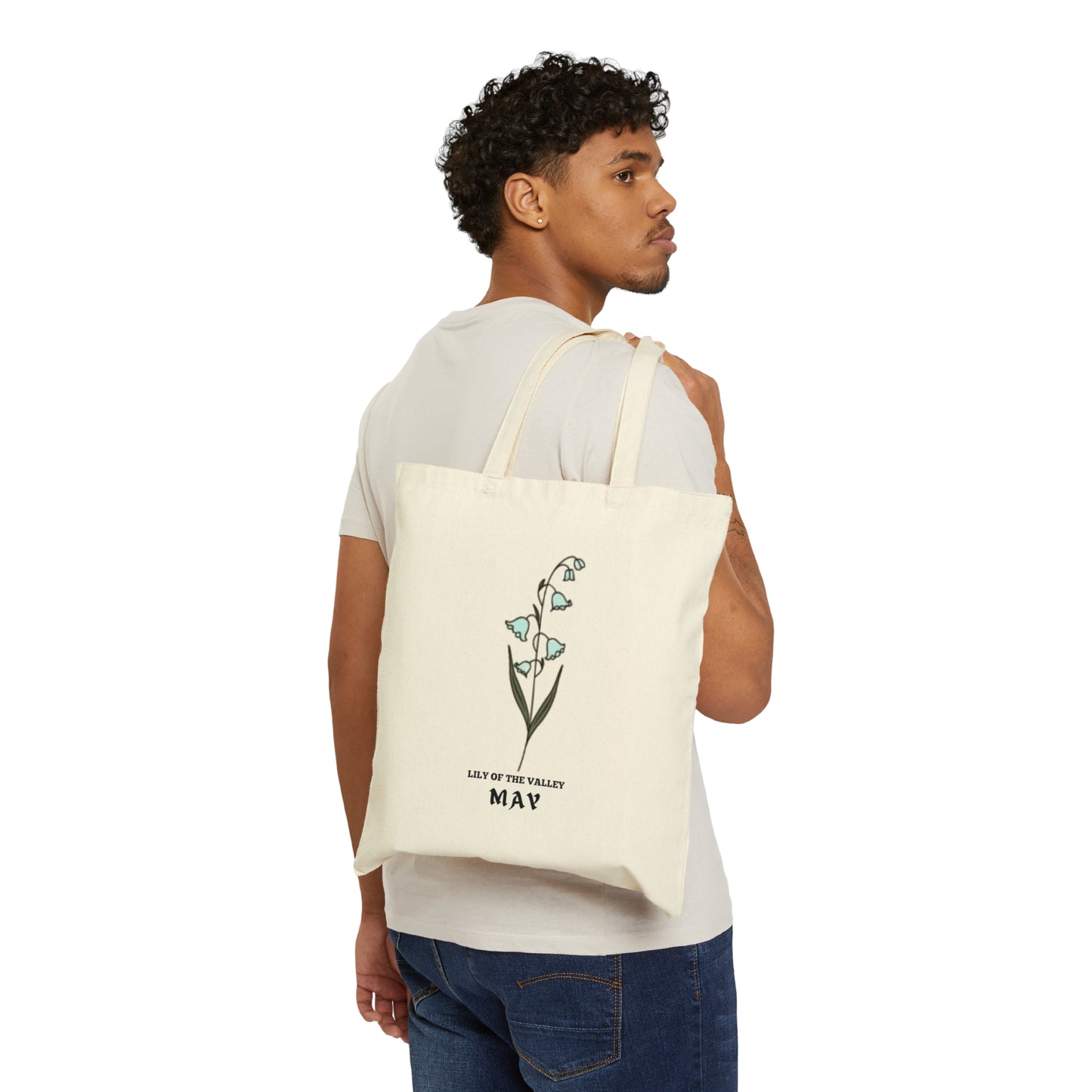 MAY BIRTH MONTH FLOWER TOTE BAG GIFT (LILY OF THE VALLEY)