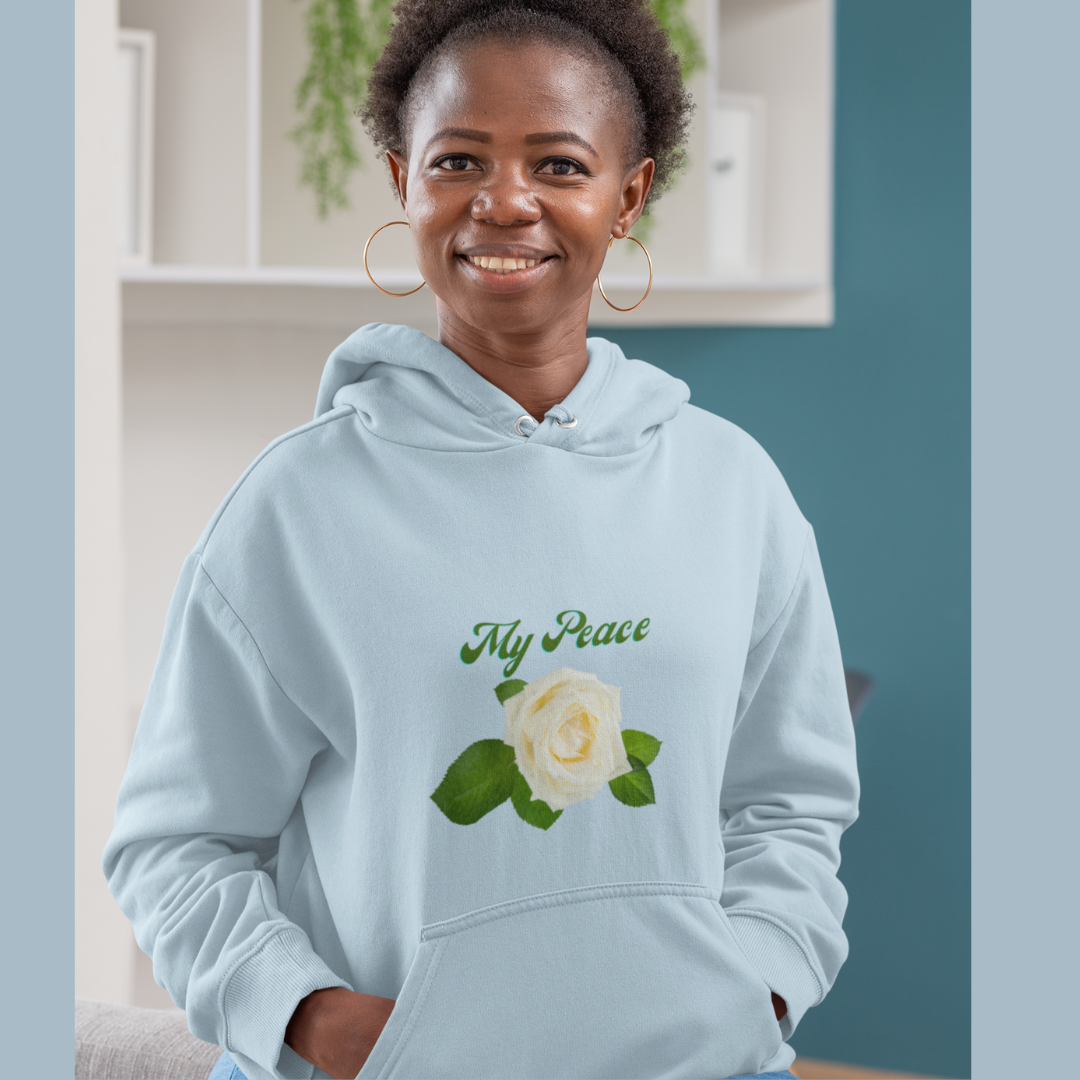 White Rose Flower Statement Hooded Sweatshirt Gift