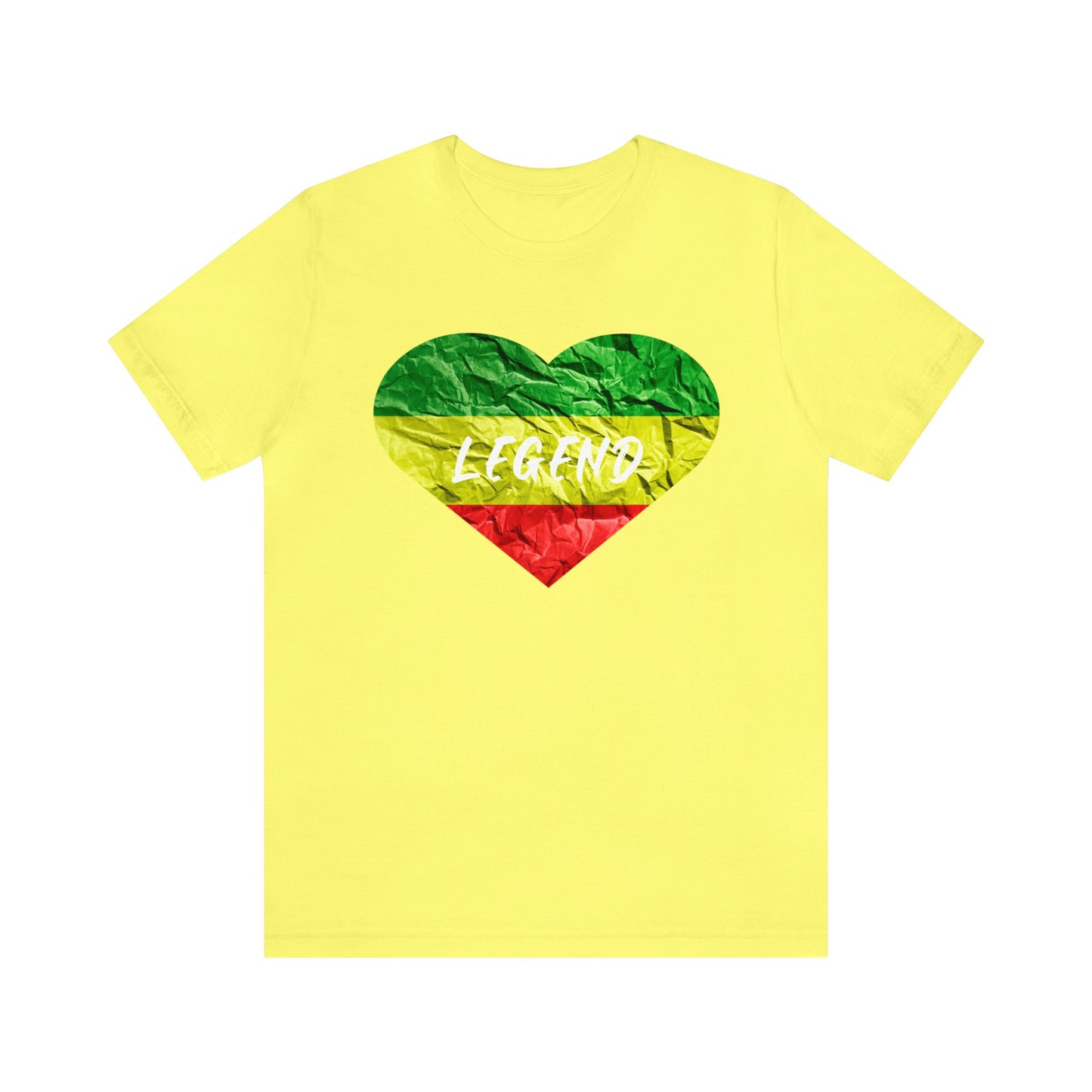 LEGEND RED GREEN AND GOLD HEART DESIGN CREWNECK T SHIRT