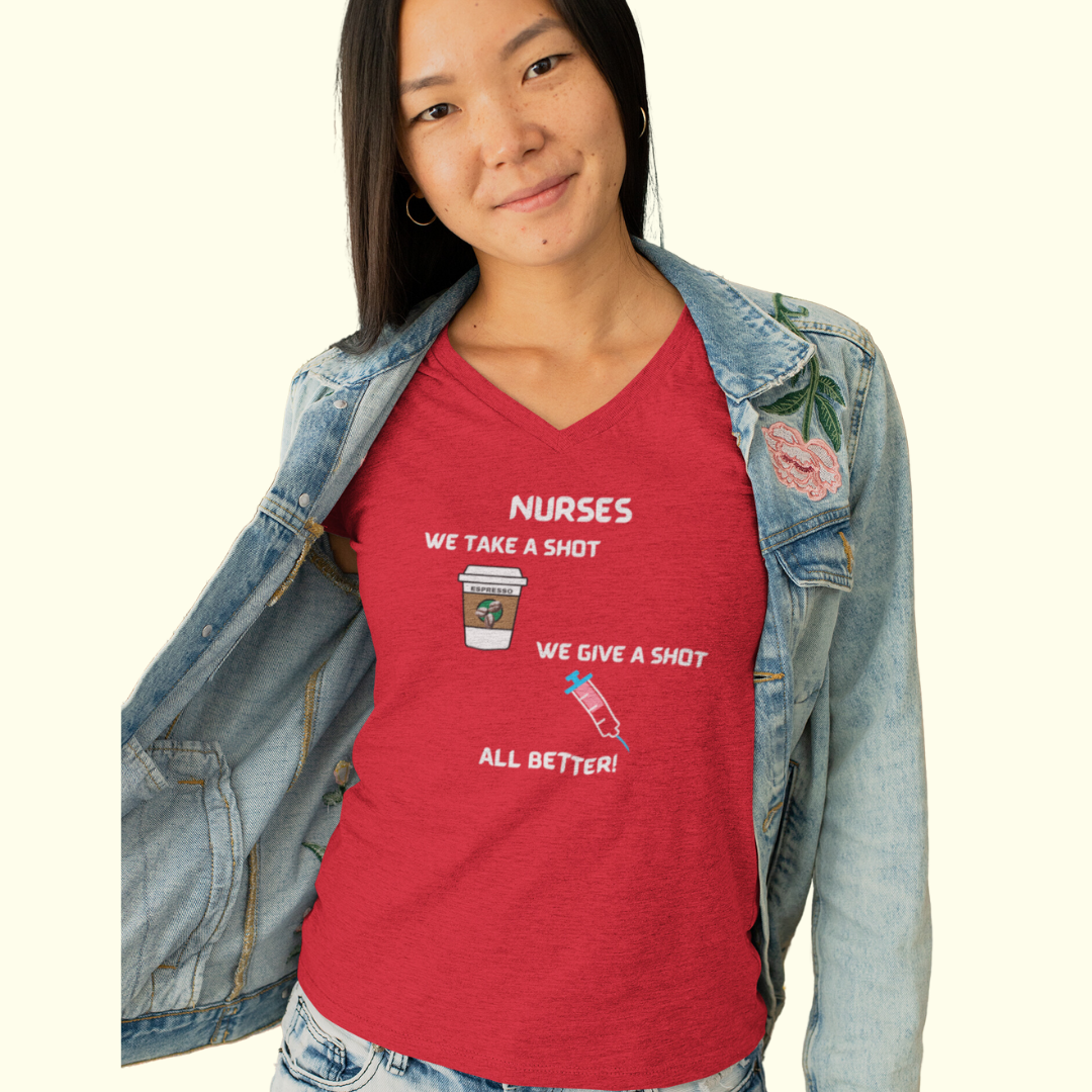 UNISEX V NECK NURSE FUNNY T SHIRT GIFT