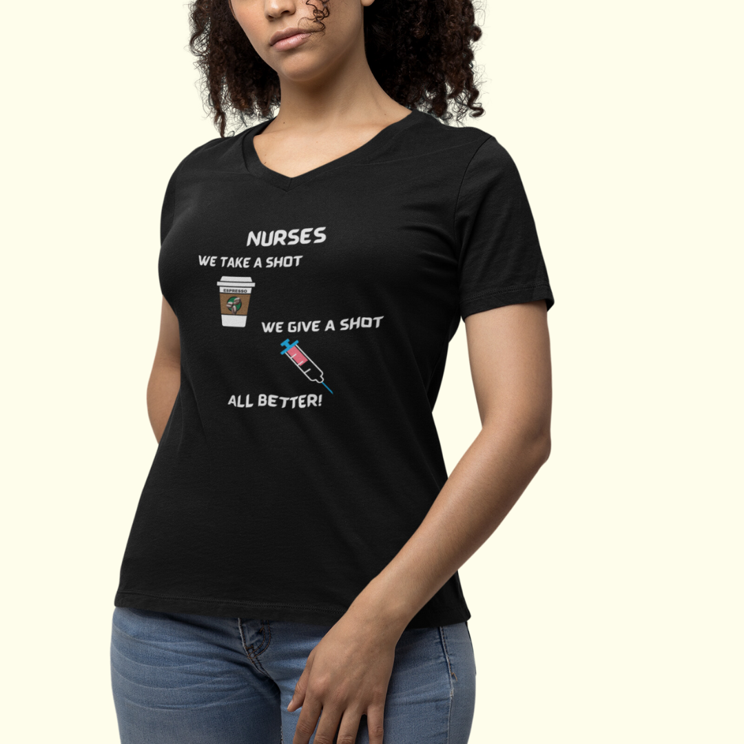 UNISEX V NECK NURSE FUNNY T SHIRT GIFT