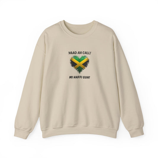 Jamaican Pride Heart Crewneck Sweatshirt – "Yaad Ah Call! Mi Haffi Guh!"