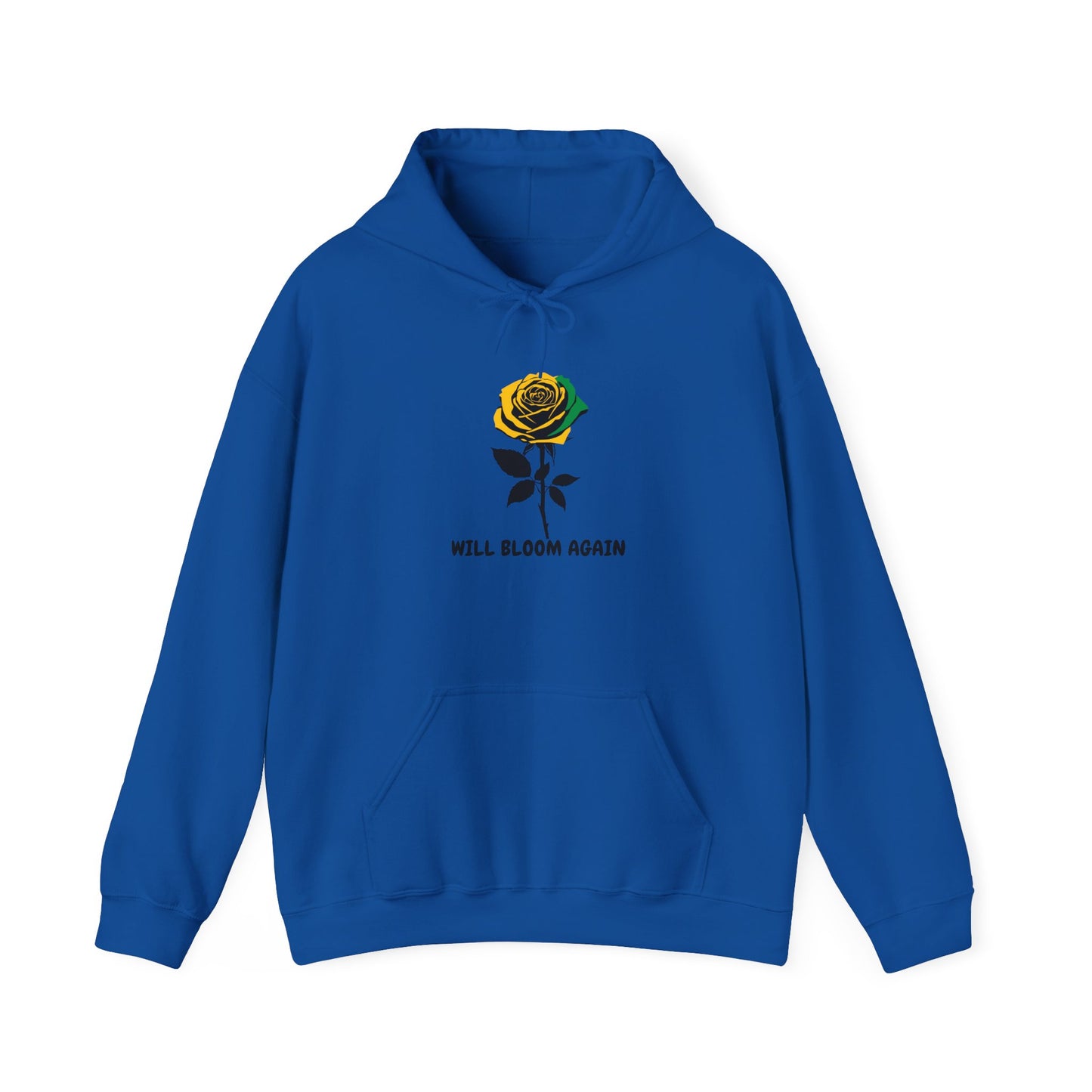 Will Bloom Again Jamaican Color Rose Hoodie — Inspirational Flower Comfort Pullover