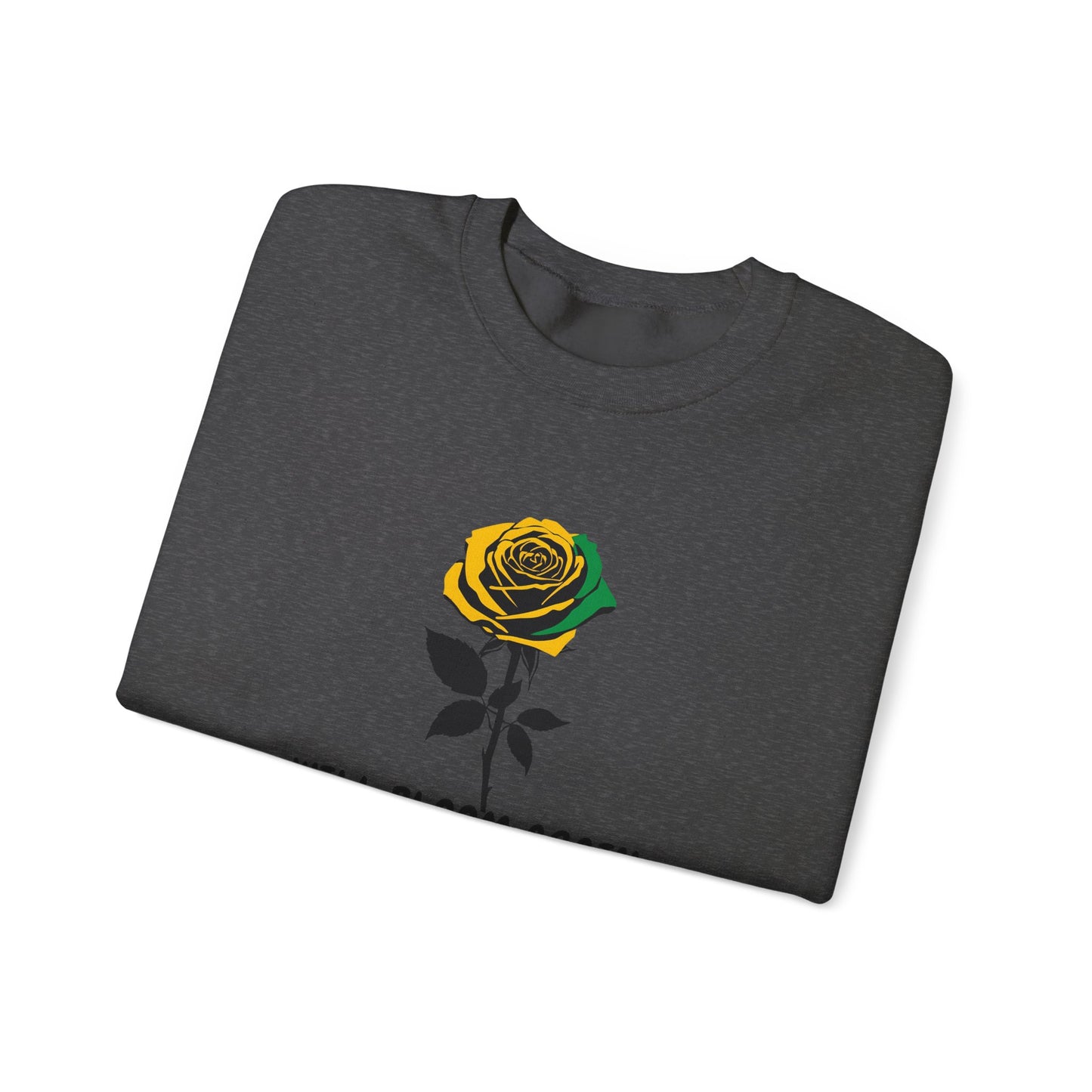 Jamaican Vibe Crewneck Sweatshirt — "Will Bloom Again" Rose Inspirational Pullover