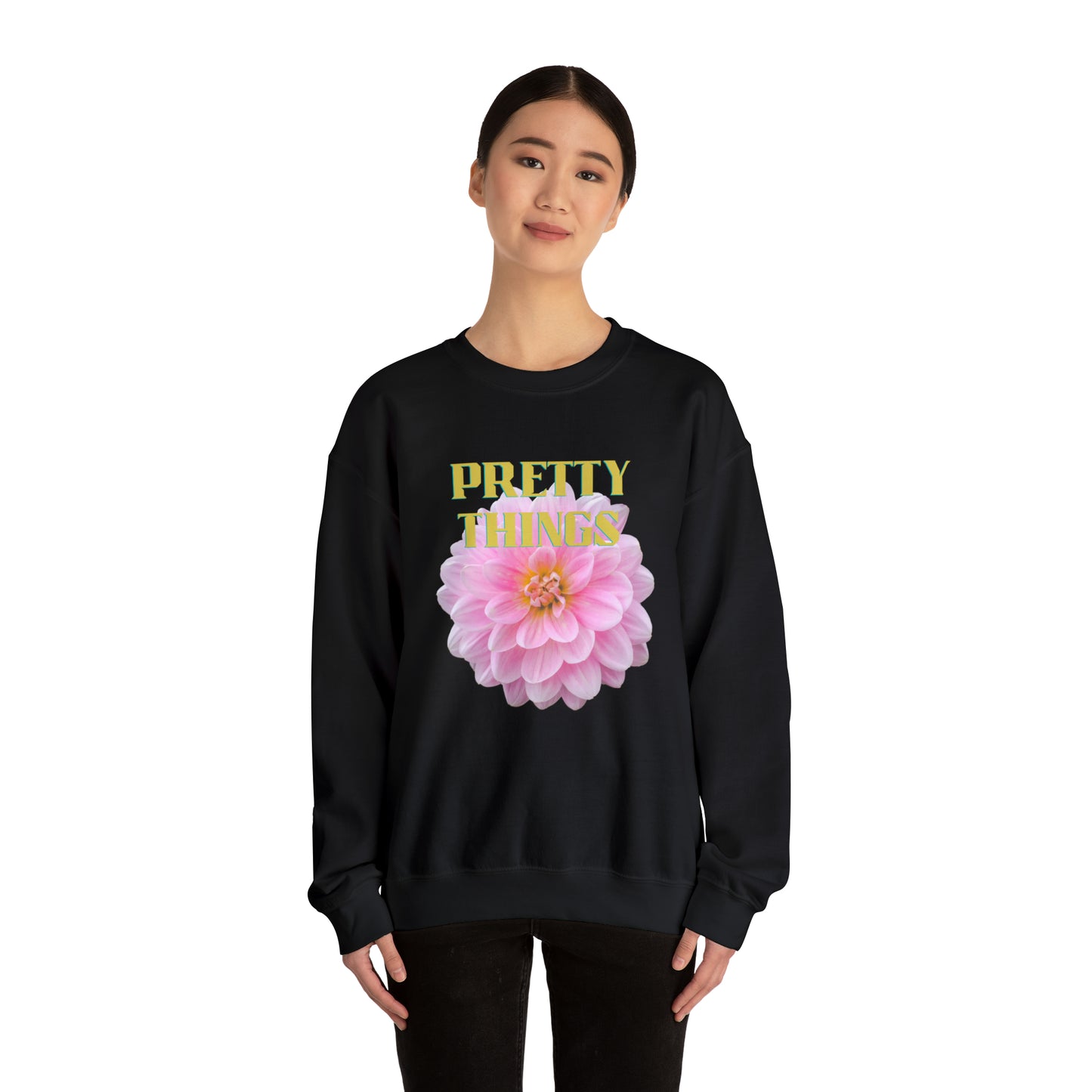 Pretty Things Pink Flower Crewneck Sweathirt Gift