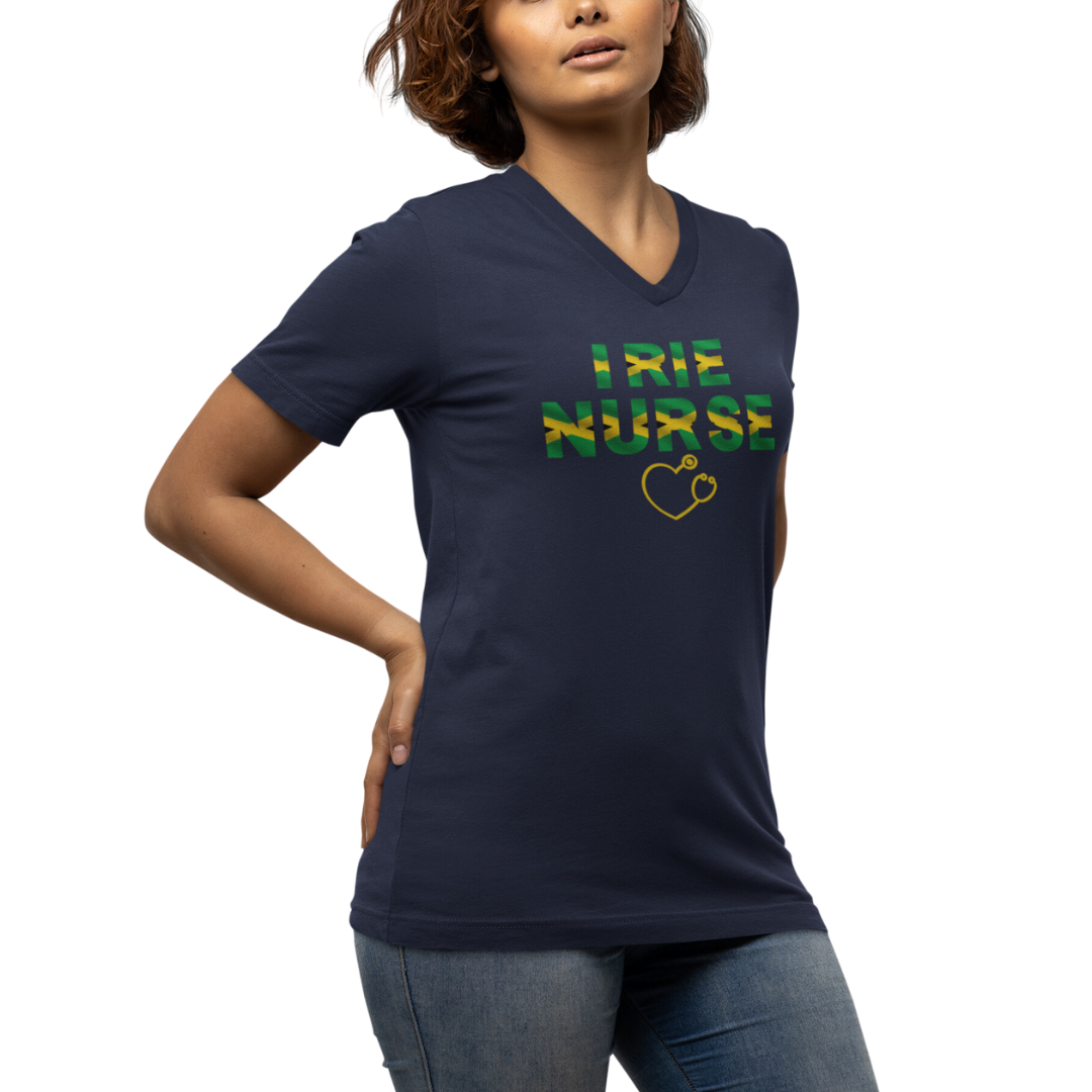 UNISEX V NECK T SHIRT GIFT FOR JAMAICAN NURSE