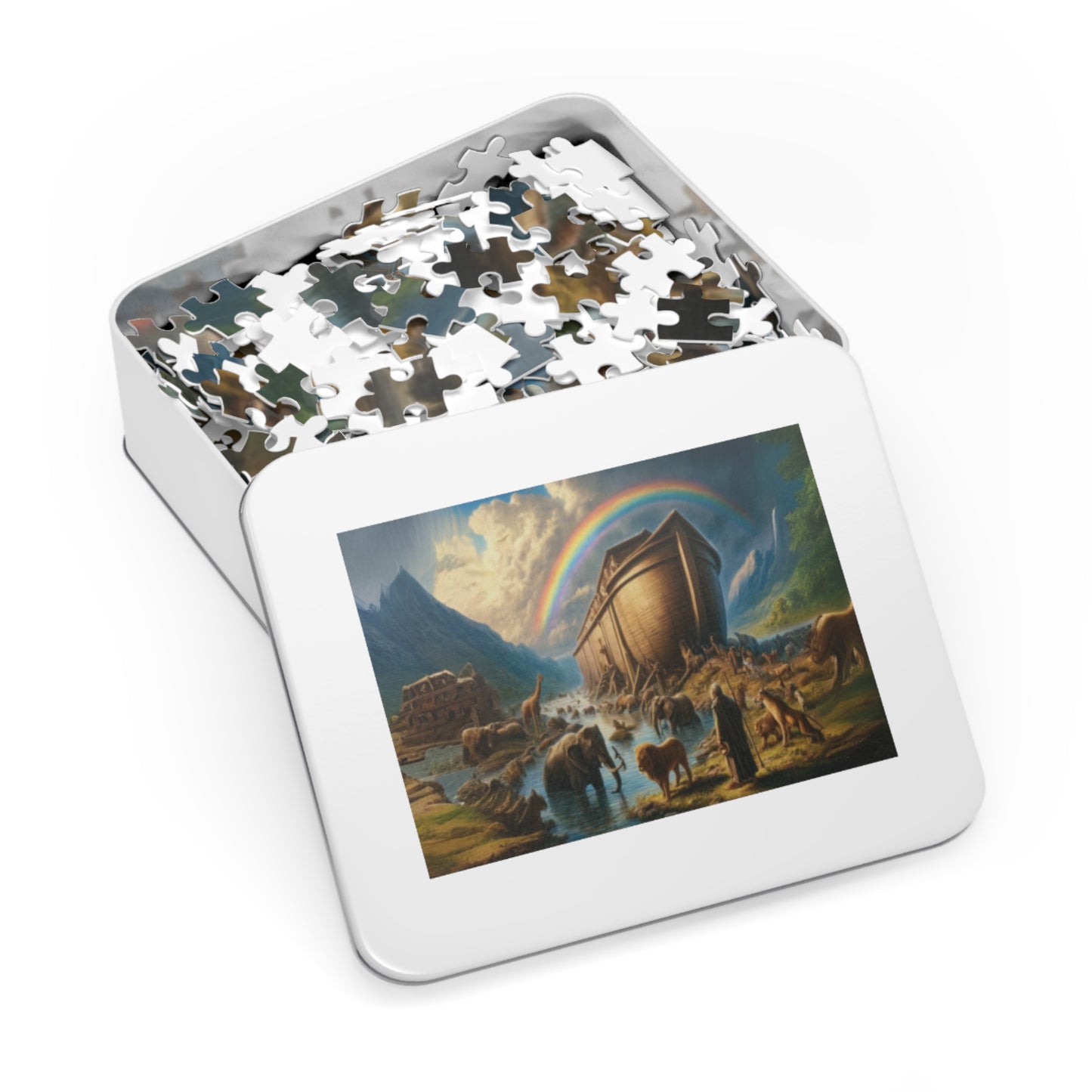 Noah's Ark Jigsaw Puzzle with Tin