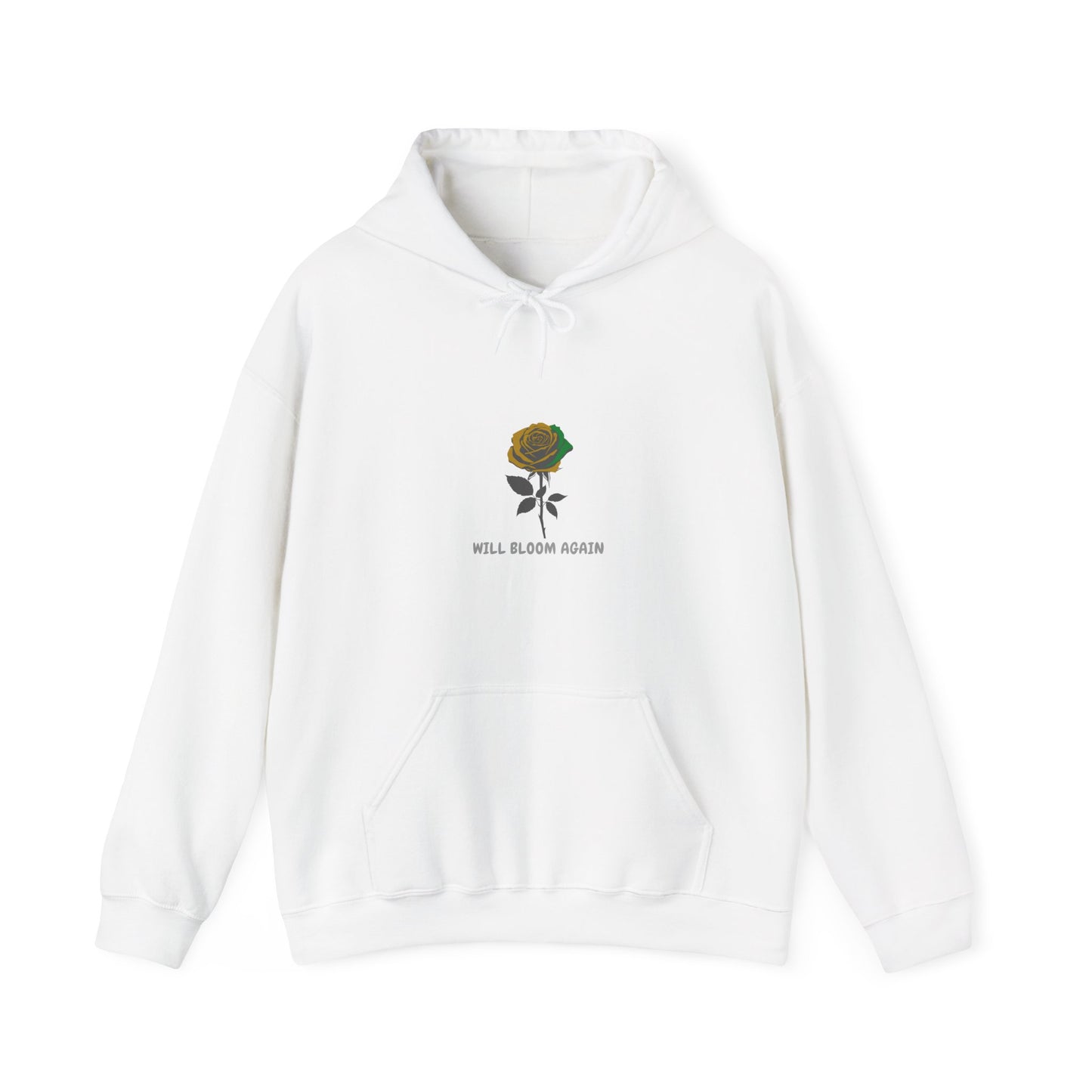 WIll Bloom Again Hoodie — Minimal  Jamaican Color Graphic Rose Hooded Sweatshirt