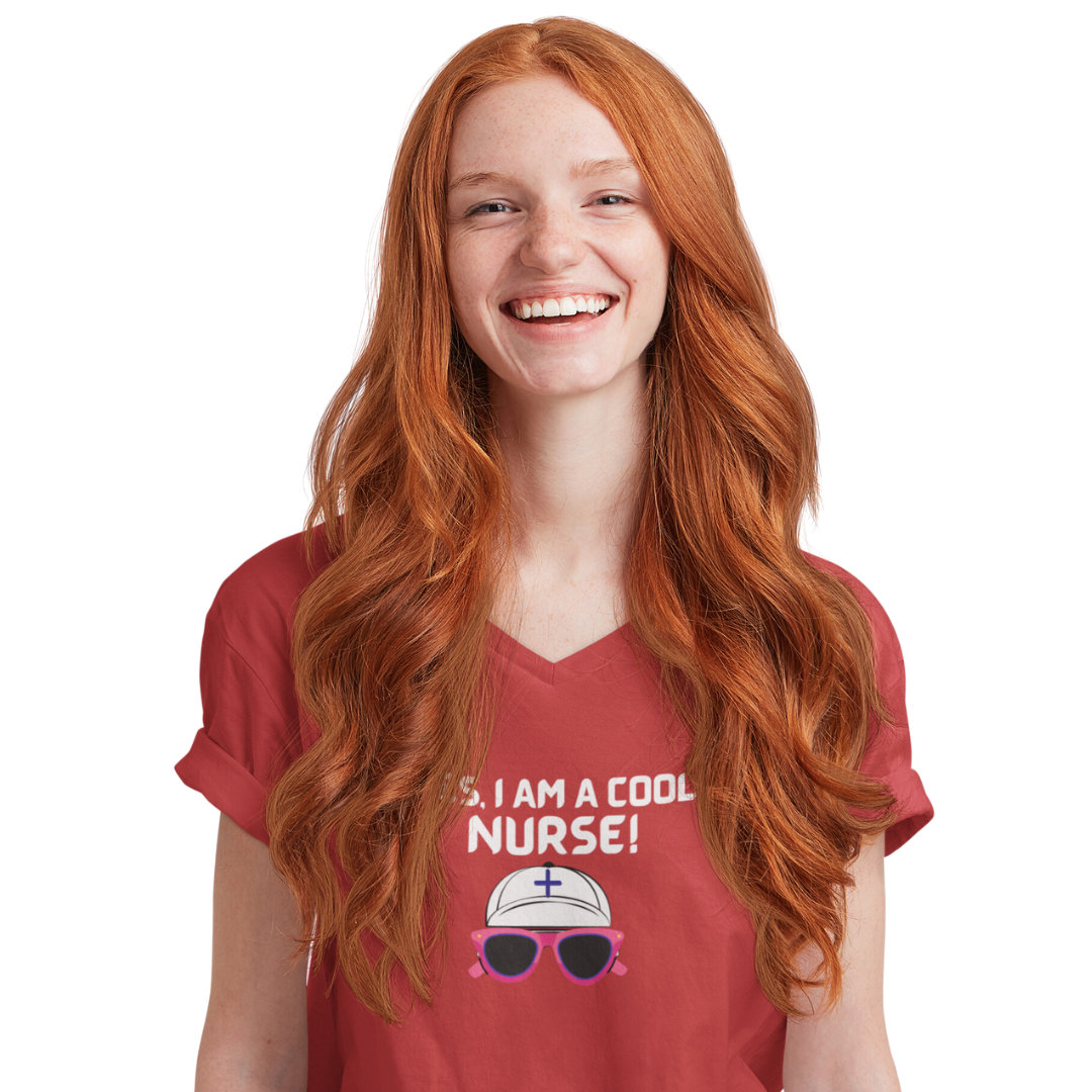 UNISEX V NECK T SHIRT FOR A COOL NURSE