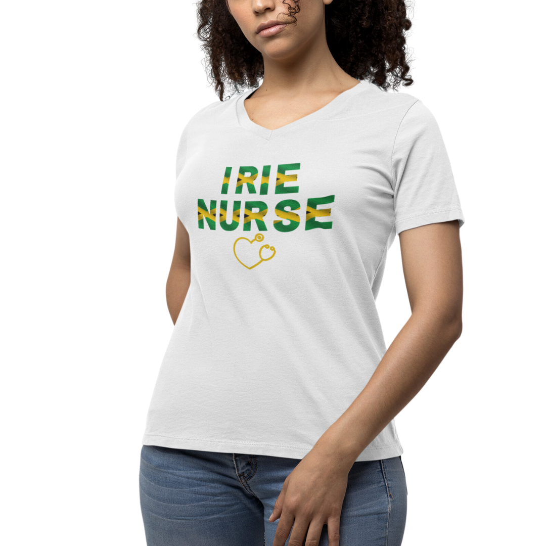 UNISEX V NECK T SHIRT GIFT FOR JAMAICAN NURSE