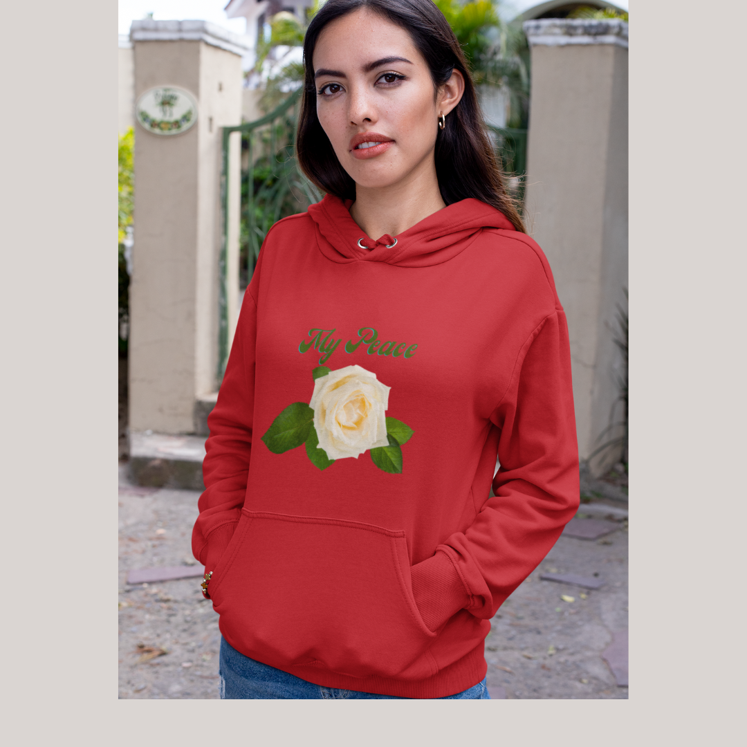 White Rose Flower Statement Hooded Sweatshirt Gift